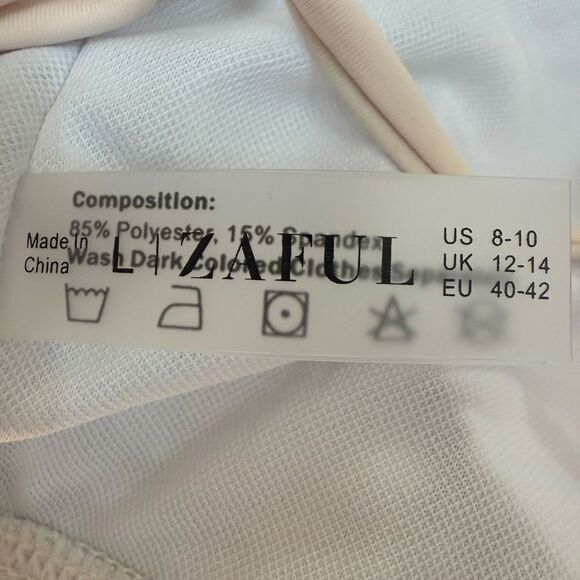 ZAFUL Women Strapless Textured Bandeau Bikini 2 Piece Cheeky Solid Lace up NWT - Picture 6 of 7